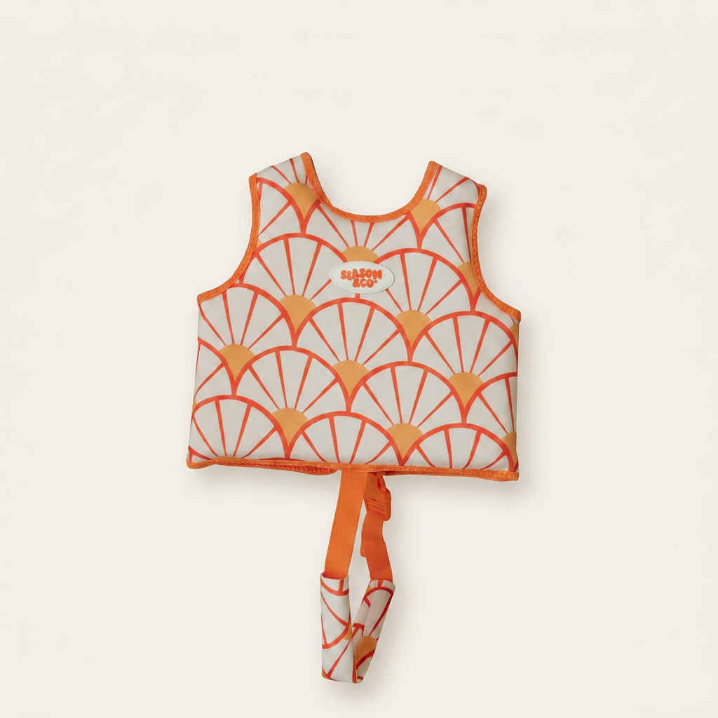 Kids Swim Vest Orange Yellow Sun  - 3-6 years