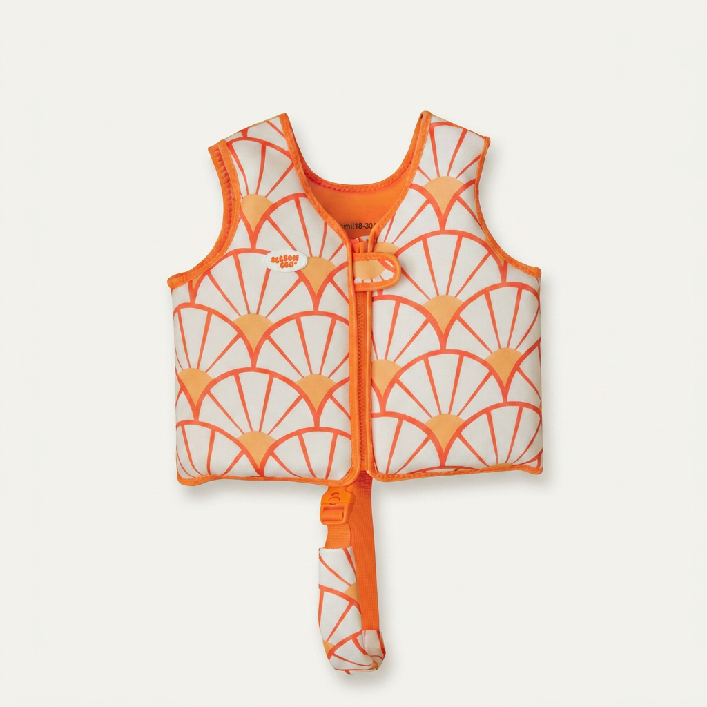 Kids Swim Vest Orange Yellow Sun  - 3-6 years