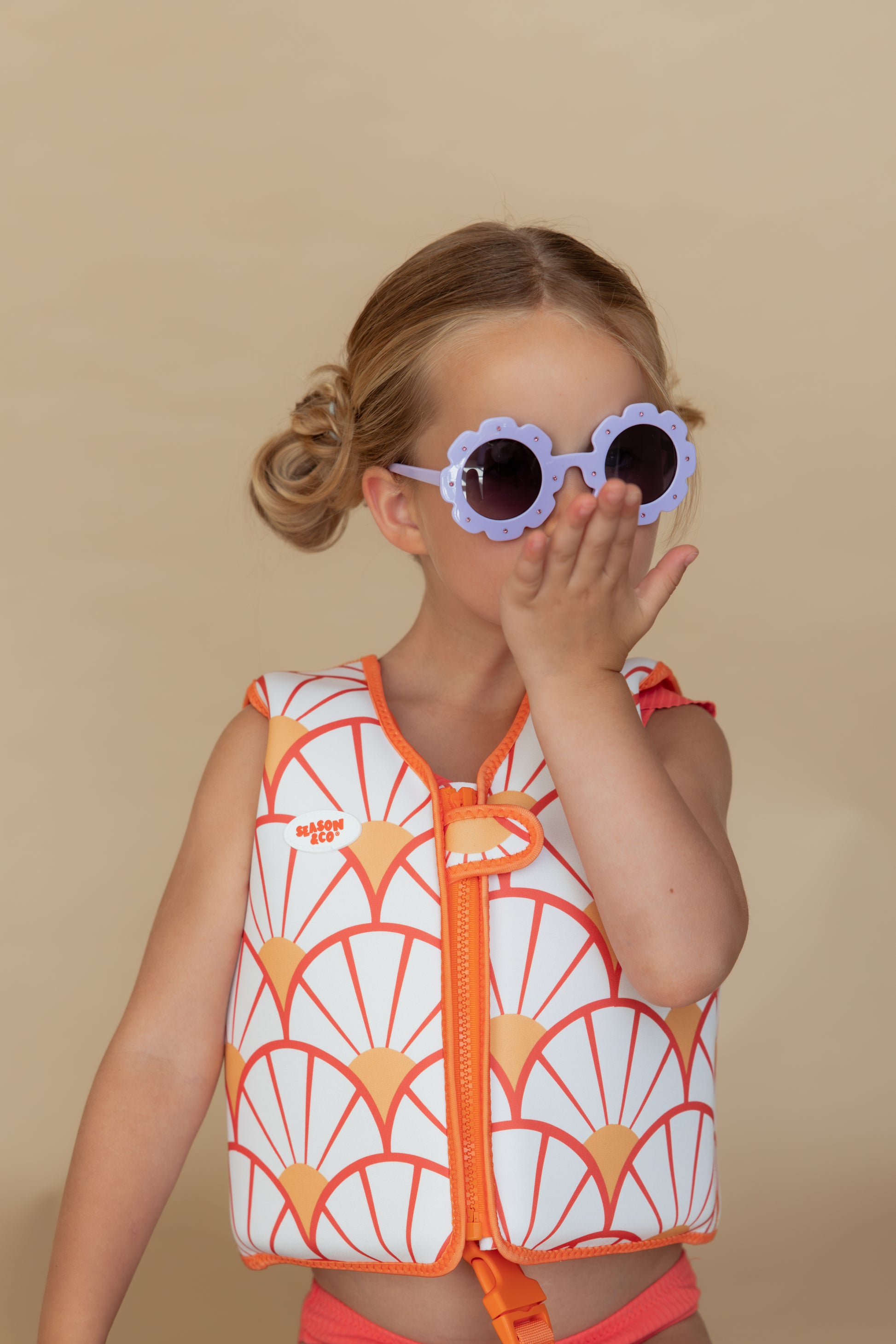 Kids Swim Vest Orange Yellow Sun  - 3-6 years