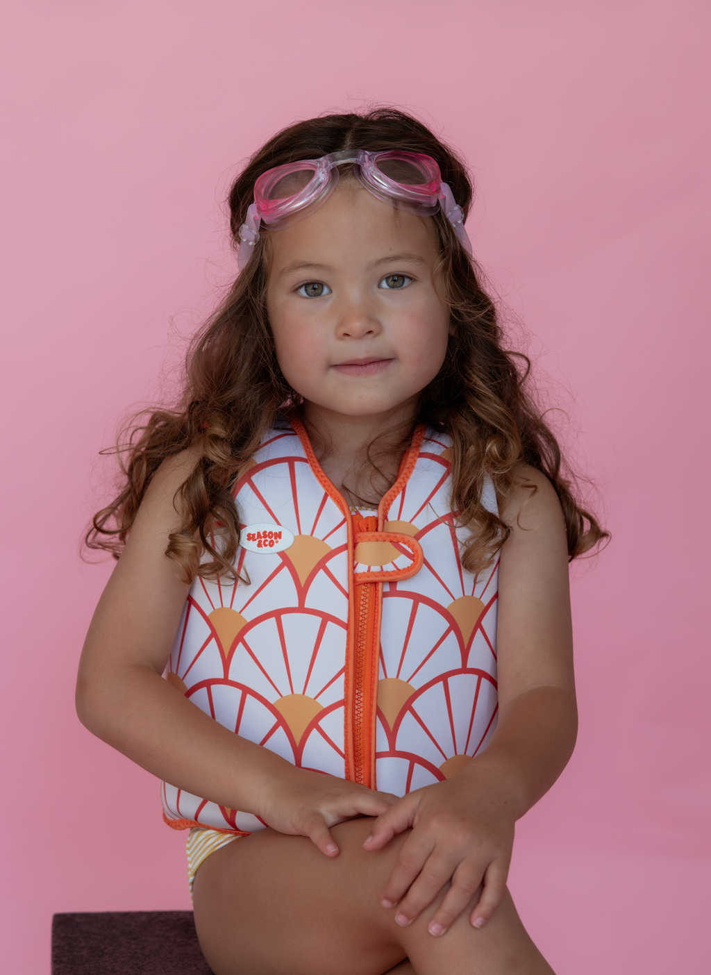 Kids Swim Vest Orange Yellow Sun  - 2-3 years
