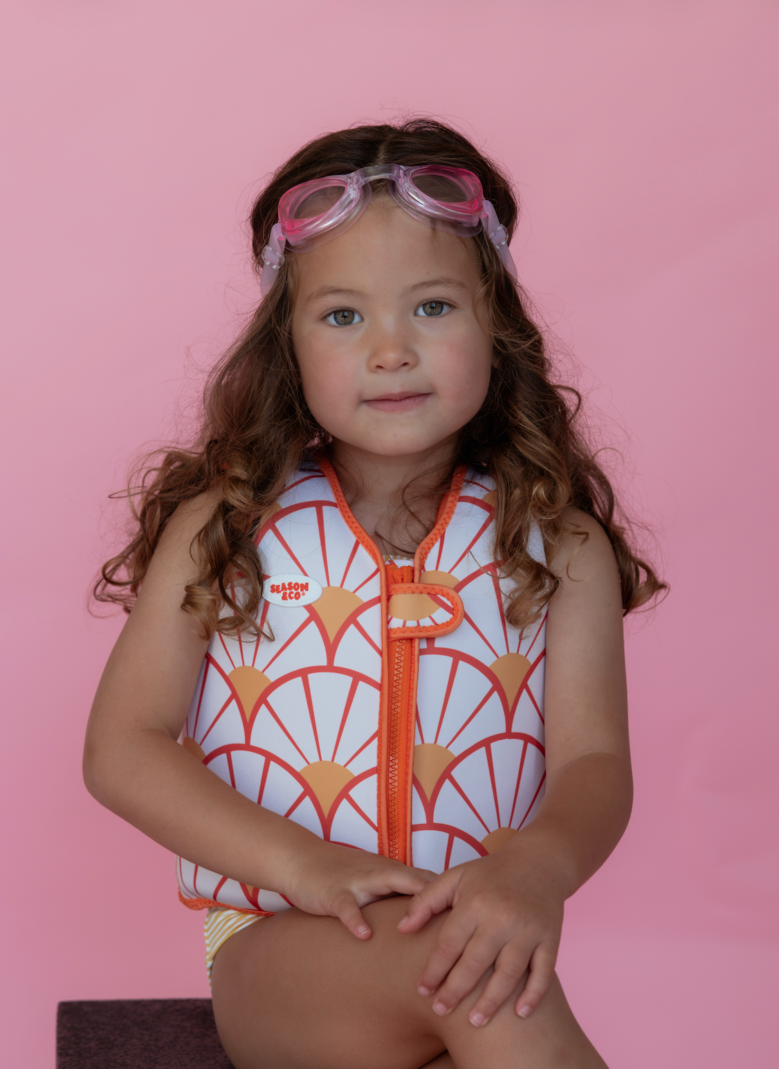 Kids Swim Vest Orange Yellow Sun  - 2-3 years