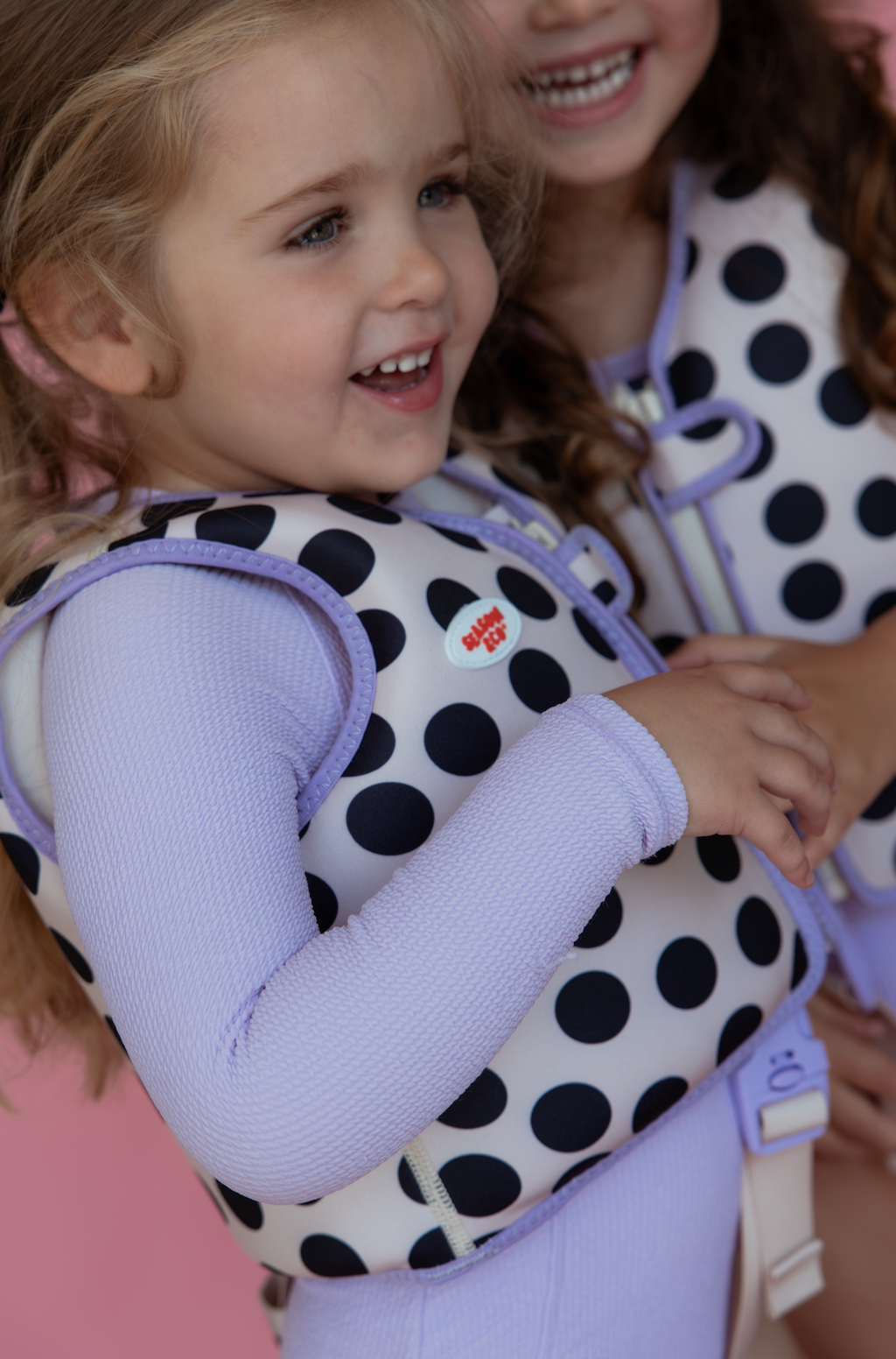 Kids Swim Vest Polka dot w/ Purple  - 3-6 years