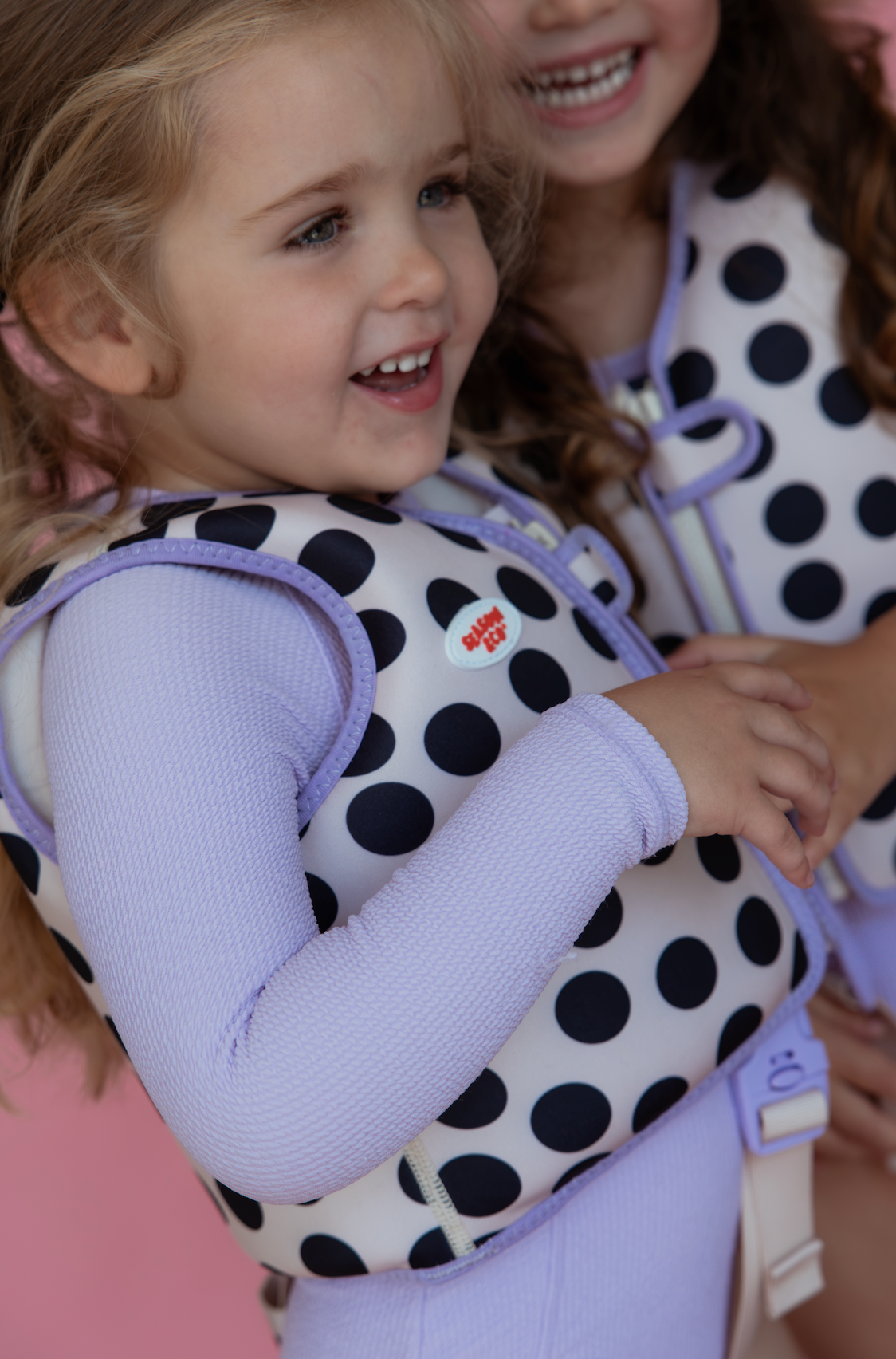 Kids Swim Vest Polka dot w/ Purple  - 2-3 years