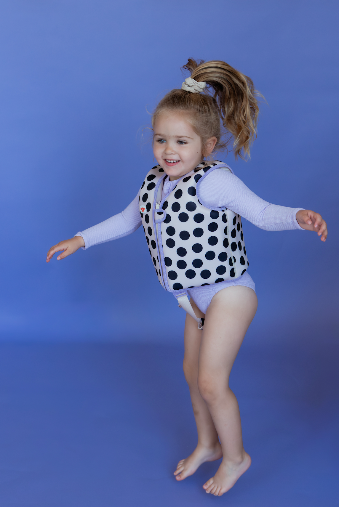 Kids Swim Vest Polka dot w/ Purple  - 2-3 years