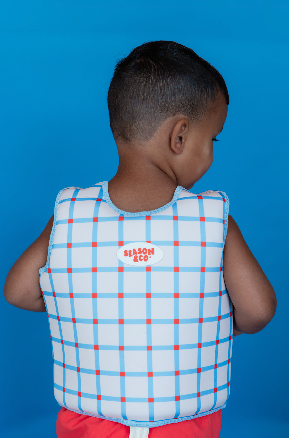 Kids Swim Vest Blue Checked - 2-3 years